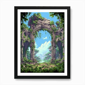 Ruins Landscape Pixel Art 1 Art Print