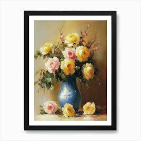 Still Life Vase With Rose Flowers Art Print