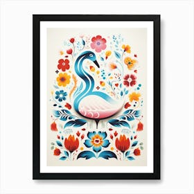 Scandinavian Bird Illustration Swan 1 Art Print