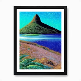 Ilot Gabriel Mauritius Pointillism Style Tropical Destination Art Print