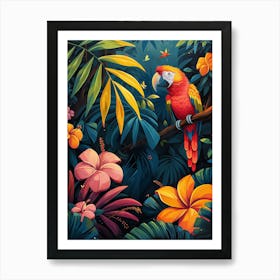 Parrot In The Jungle Art Print