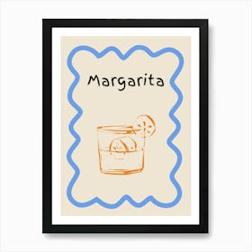 Margarita Doodle Poster Blue & Orange Art Print