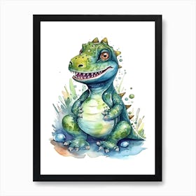 Heterodontosaurus Cute Dinosaur Watercolour 3 Art Print