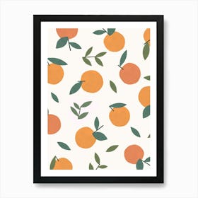Clementines Orange Citrus Fruit Illustration Pattern Art Print