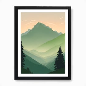 Misty Mountains Vertical Background In Green Tone 10 Art Print