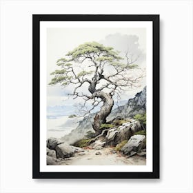 Hachijo Jima In Tokyo, Japanese Brush Painting, Ukiyo E, Minimal 3 Art Print