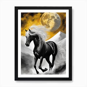 Horse In The Moonlight 8 Art Print