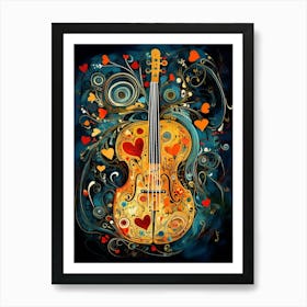 Swirl Instrument With Hearts Art Print