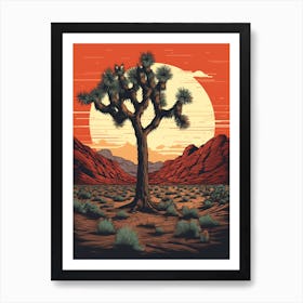  Retro Illustration Of A Joshua Tree At Sunset 4 Art Print