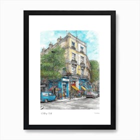 Notting Hill London Pencil Sketch 2 Watercolour Travel Poster Art Print