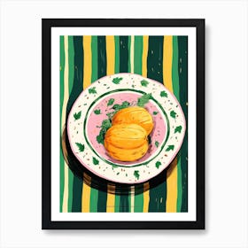 A Plate Of Pumpkins, Autumn Food Illustration Top View 32 Art Print