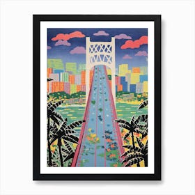 Yangluo Yangtze River Bridge, China Colourful 4 Art Print