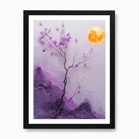 the moon and a tree Art Print