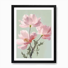 Magnolia Flowers Acrylic Painting In Pastel Colours 2 Art Print