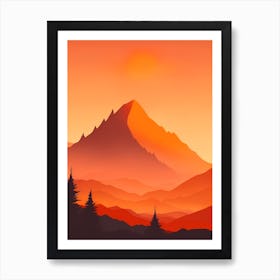 Misty Mountains Vertical Composition In Orange Tone 74 Art Print