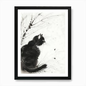 Cat In The Snow Art Print