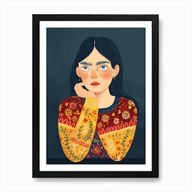 Illustration Of A Girl Art Print