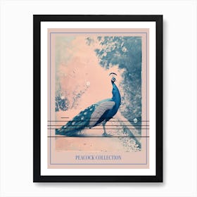 Peacock In The Wild Blue Cyanotype 2 Poster Art Print