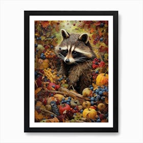 Raccoon Autumn Harvest 1 Art Print