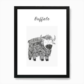 B&W Buffalo Poster Art Print