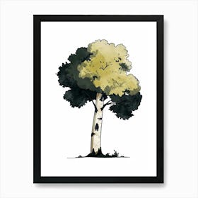 Birch Tree Pixel Illustration 4 Art Print