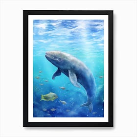 Whale In Ocean Realistic Watercolour 3 Art Print