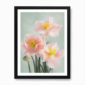 Bunch Of Daffodils Flowers Acrylic Painting In Pastel Colours 2 Art Print