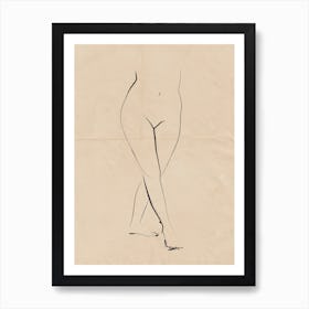 Nude On Vintage Paper 02 Art Print