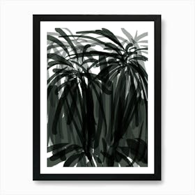 Black And White Drawing Of Palm Trees Art Print