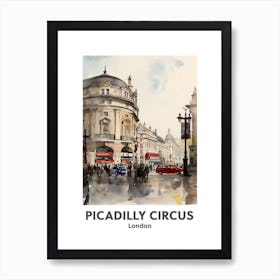 Piccadilly Circus, London 6 Watercolour Travel Poster Art Print