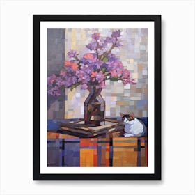 Lilac With A Cat 4 De Stijl Style Mondrian Art Print