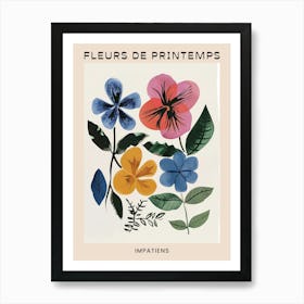 Spring Floral French Poster  Impatiens 1 Art Print