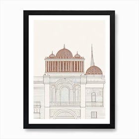 Dolmabahce Palace Istanbul Boho Landmark Illustration Art Print