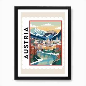 Retro Winter Stamp Poster Salzburg Austria 3 Art Print