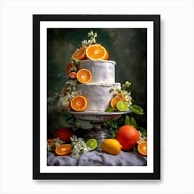 Wedding Cake With Oranges sweet food Art Print