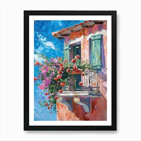 Balcony Painting In Paphos 1 Art Print