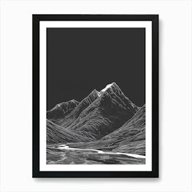 Beinn Mhanach Mountain Line Drawing 2 Art Print