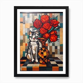 Carnation With A Cat 2 Cubism Picasso Style Art Print