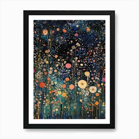 Gustav Klimt Print Night Klimt Poster Klimt Exhibition Poster Painting Wildflower Garden  Full Art Print