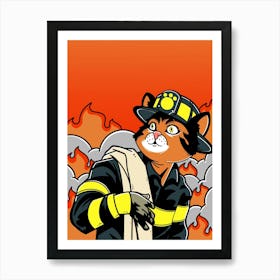 Firefighters Cats Poster