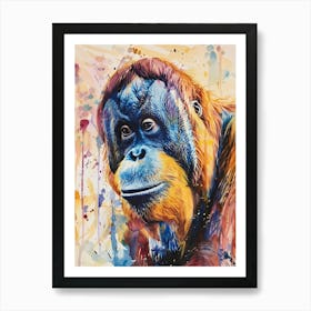 Orangutan Colourful Watercolour 1 Art Print