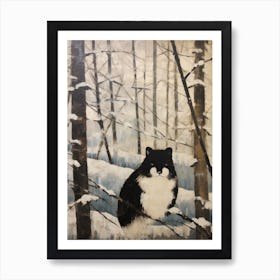 Vintage Winter Animal Painting Skunk 2 Art Print