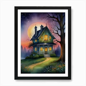 House At Night Art Print