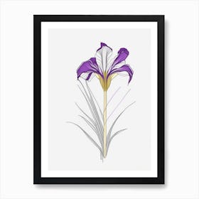 Iris Floral Minimal Line Drawing 2 Flower Art Print