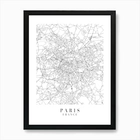 Paris France Street Map Minimal Art Print