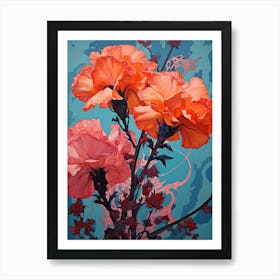Surreal Florals Carnation Dianthus 1 Flower Painting Art Print