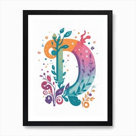 Colorful Letter D Illustration 29 Art Print