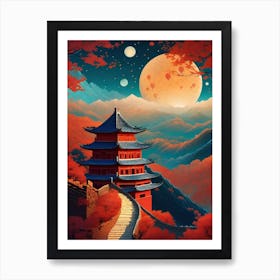 Great Wall of China ~ Travel Adventure Visionary Wall Decor Futuristic Sci-Fi Trippy Surrealism Modern Digital  Art Print