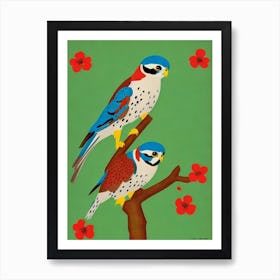 American Kestrel Midcentury Illustration Bird Poster