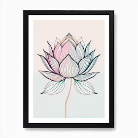 Lotus Flower Pattern Minimal Line Drawing 6 Art Print